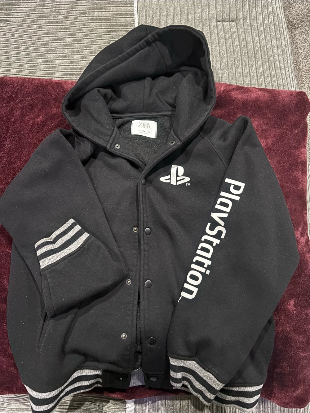 Zara Black PlayStation Hooded Jacket with White Logo